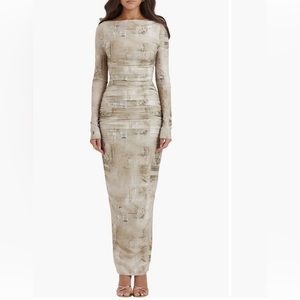 house of CB newspaper Bodycon Maxi